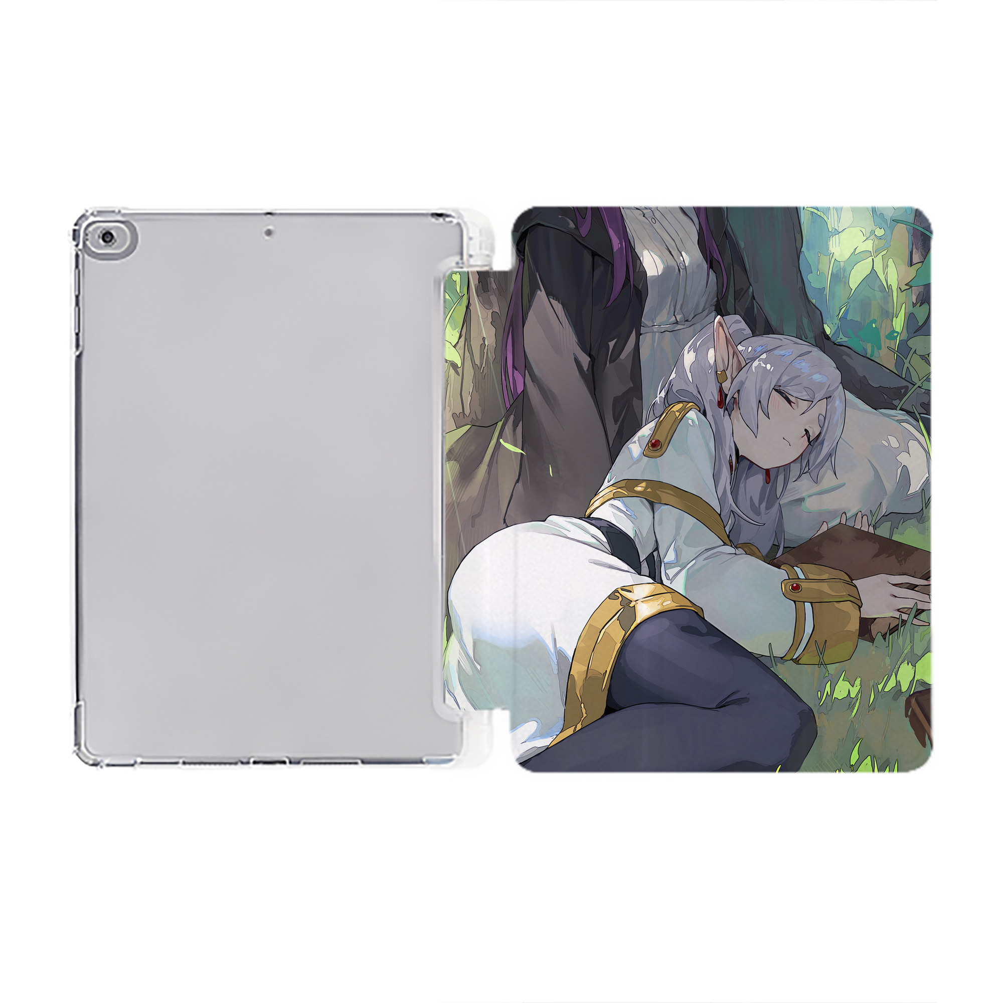 （画像用） 葬送のフリーレン Frieren IPad ケース ペン収納付き 三つ折りスタンド PUレザー×シリコン 対応機種9.5/10.5/10.9インチ